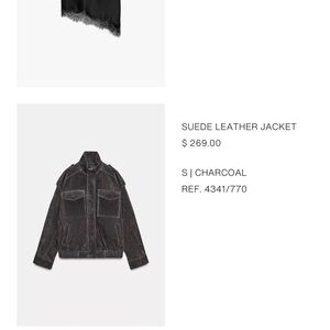 Zara Charcoal Suede Leather Jacket